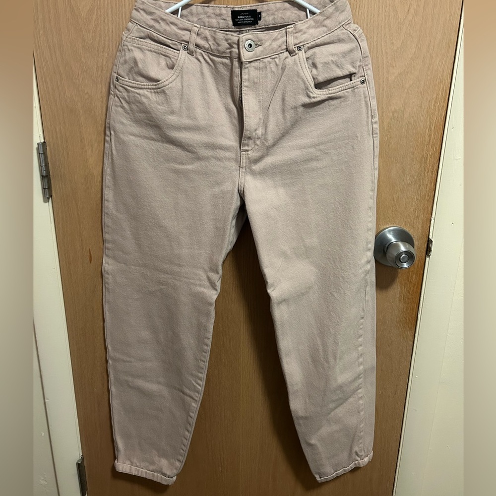 Women's Beige Mom Jeans